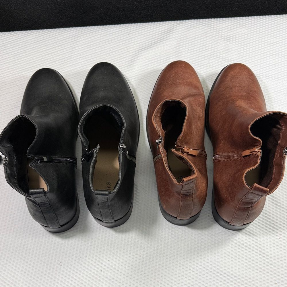 Women's Luoika Black and Brown Ankle Boots Bundle of 2 Pairs Sold Size 12 - Picture 4 of 10